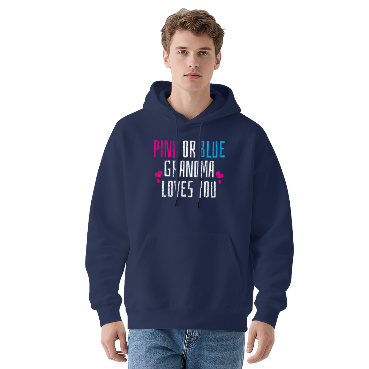 "PINK OR BLUE GRANDMA LOVES YOU" Quote Hoodie