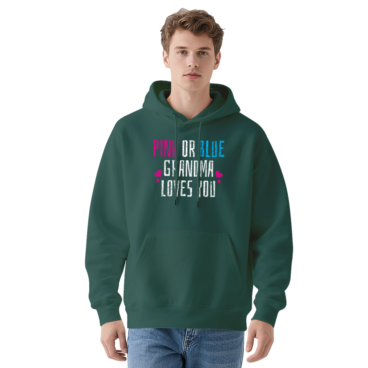 "PINK OR BLUE GRANDMA LOVES YOU" Quote Hoodie
