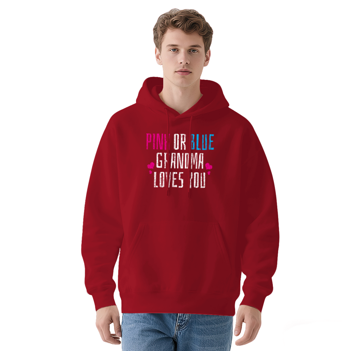 "PINK OR BLUE GRANDMA LOVES YOU" Quote Hoodie