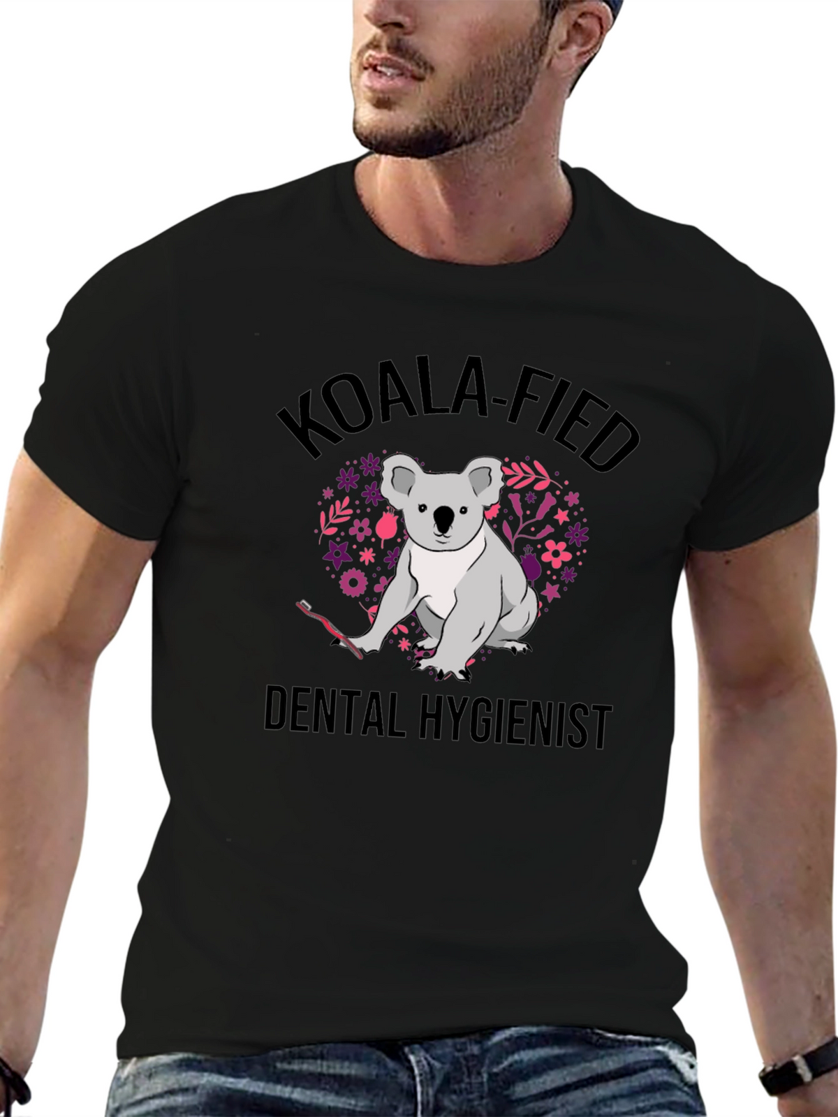 Koala-Fied Dental Hygienist Black T-Shirt