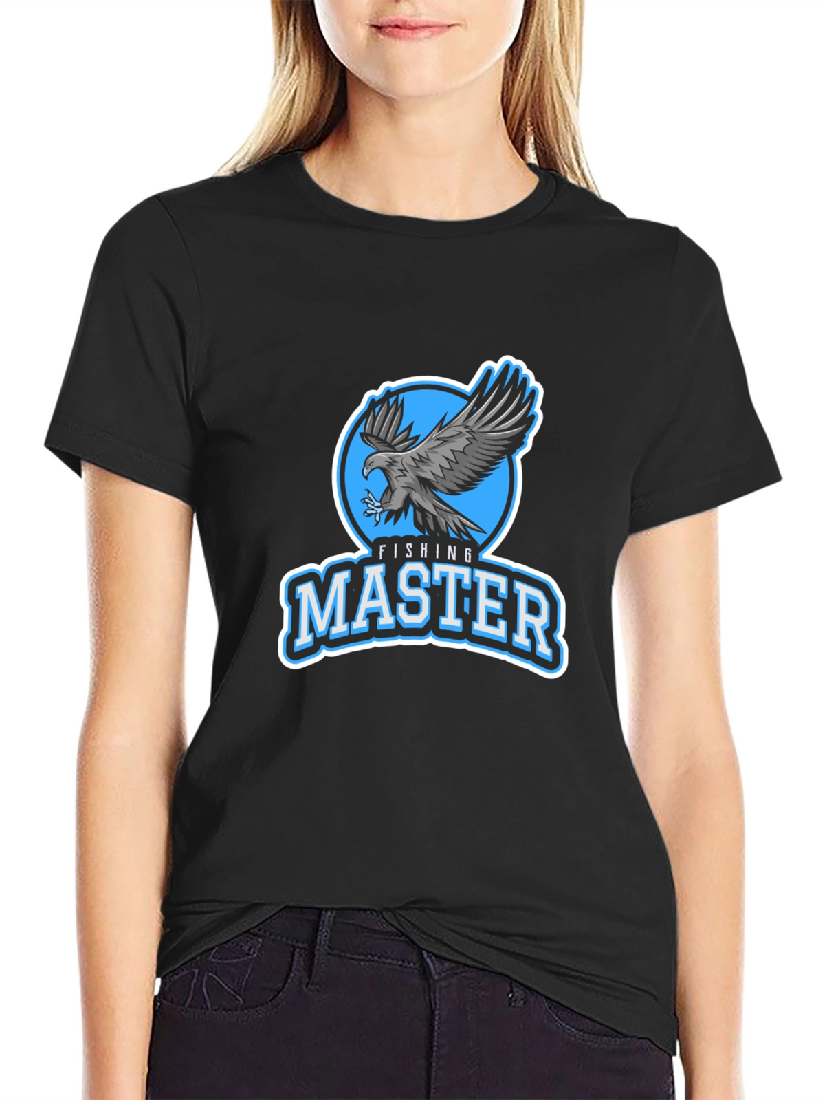 Fishing Master Eagle Graphic Black T-Shirt
