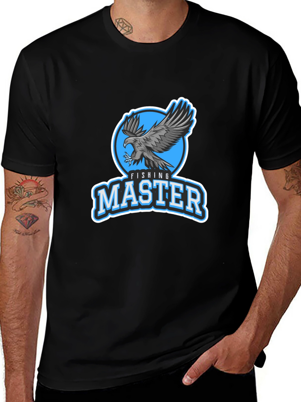 Fishing Master Eagle Graphic Black T-Shirt