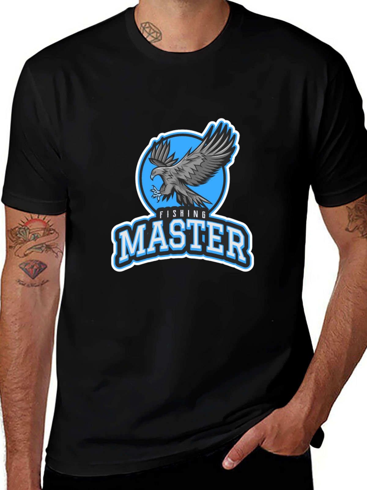 Fishing Master Eagle Graphic Black T-Shirt