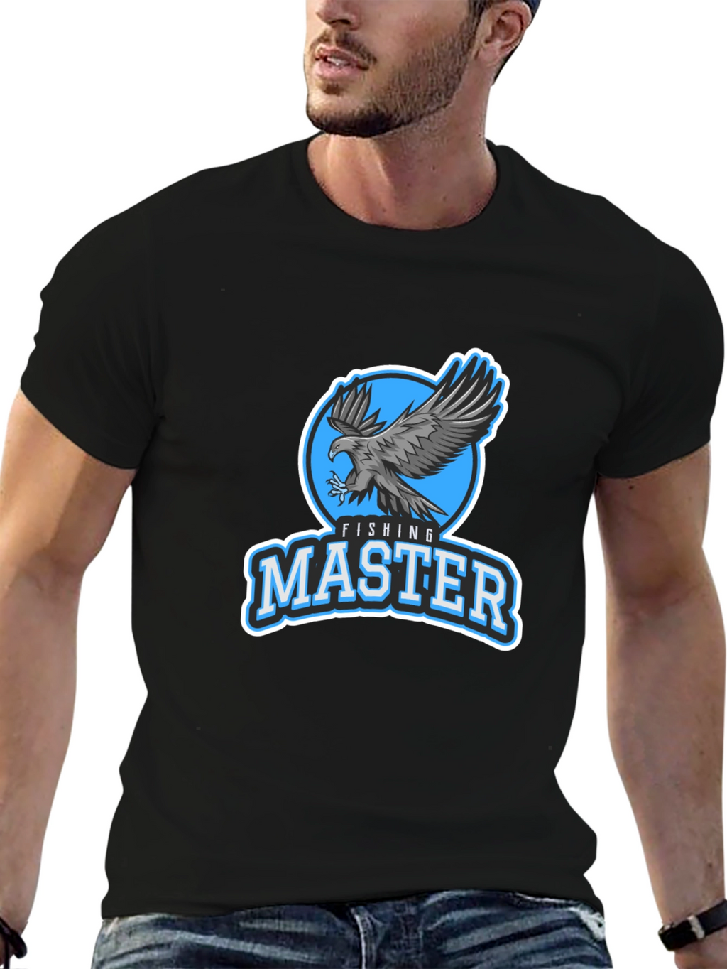 Fishing Master Eagle Graphic Black T-Shirt