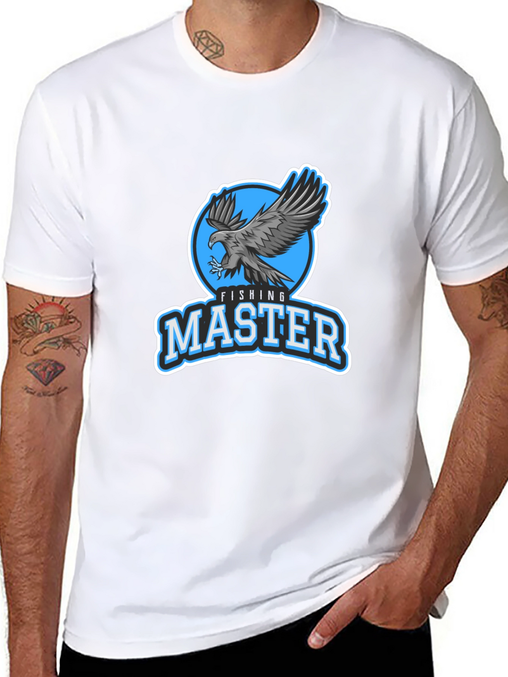Fishing Master Eagle Graphic Black T-Shirt