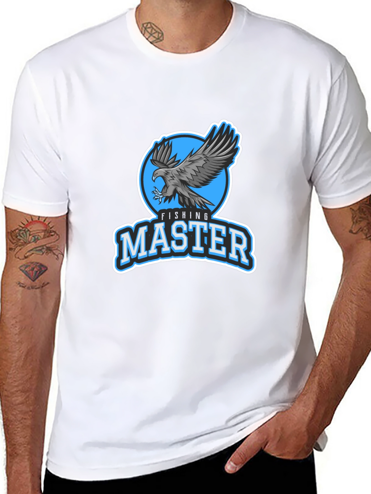Fishing Master Eagle Graphic Black T-Shirt
