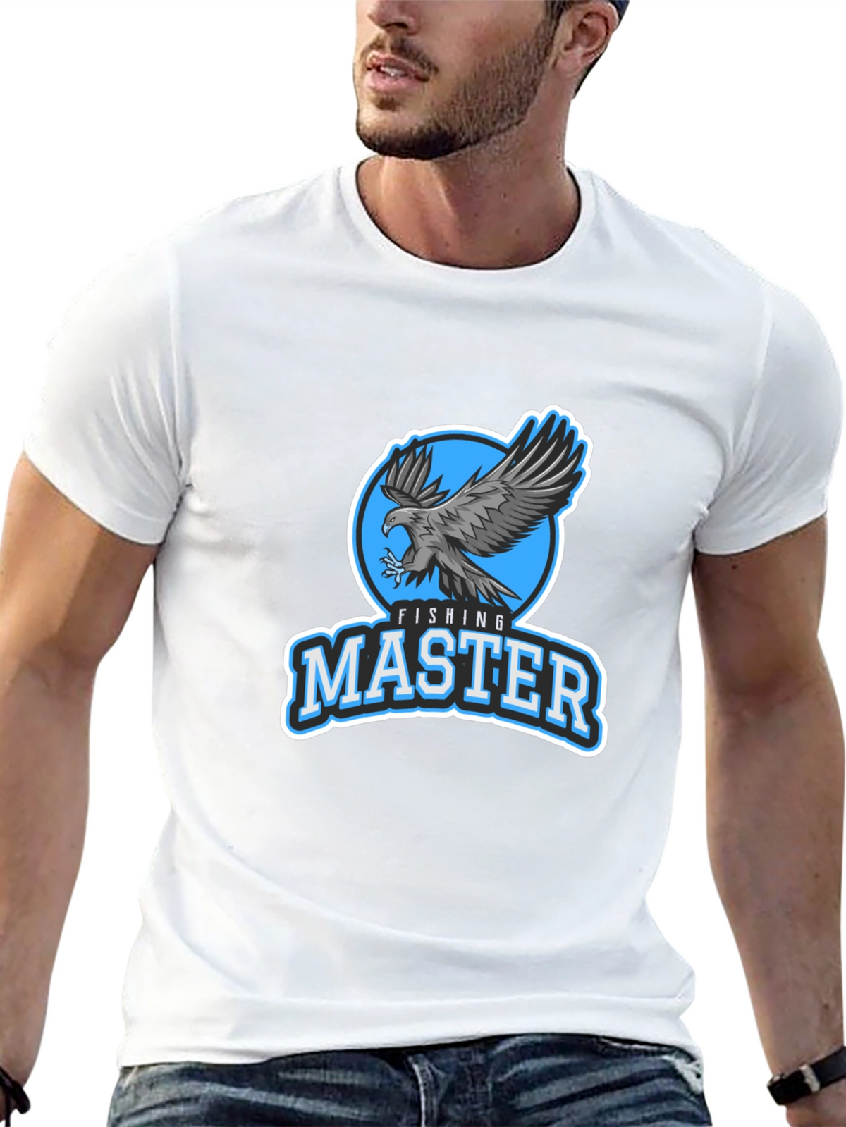 Fishing Master Eagle Graphic Black T-Shirt