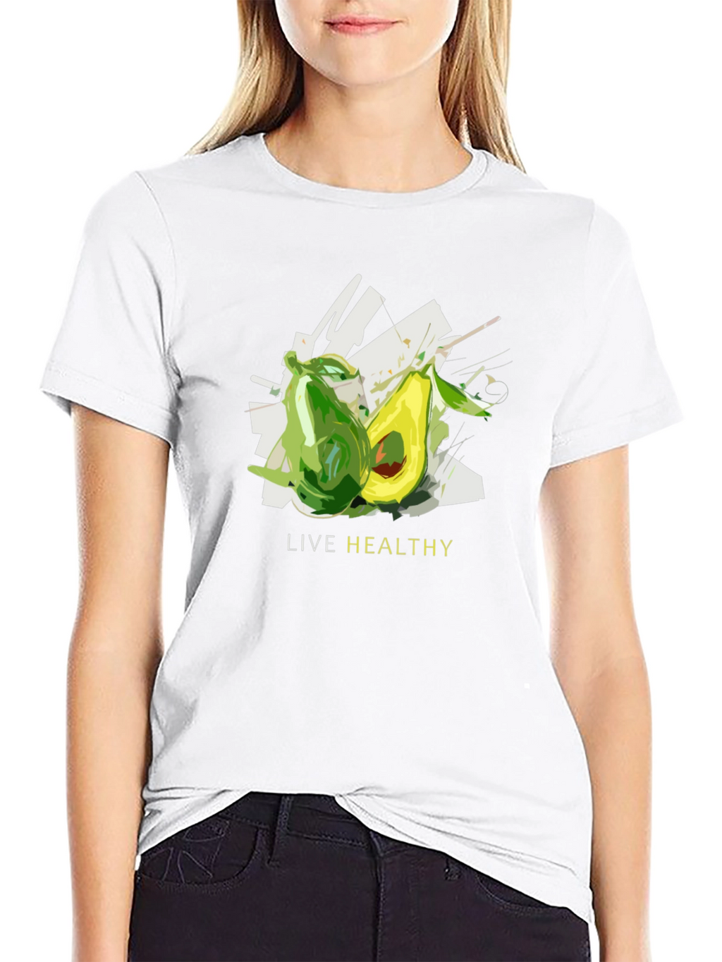 Live Healthy Avocado Graphic Tee - Unisex Black T-Shirt