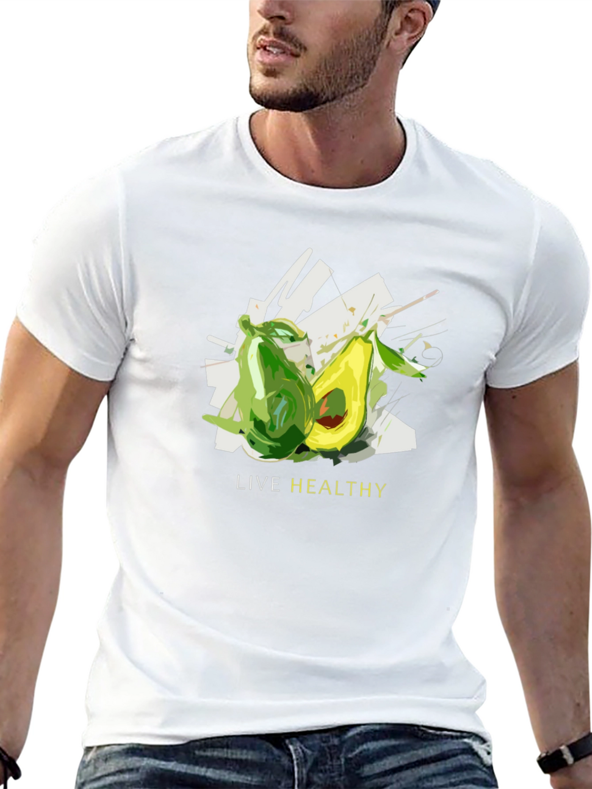 Live Healthy Avocado Graphic Tee - Unisex Black T-Shirt