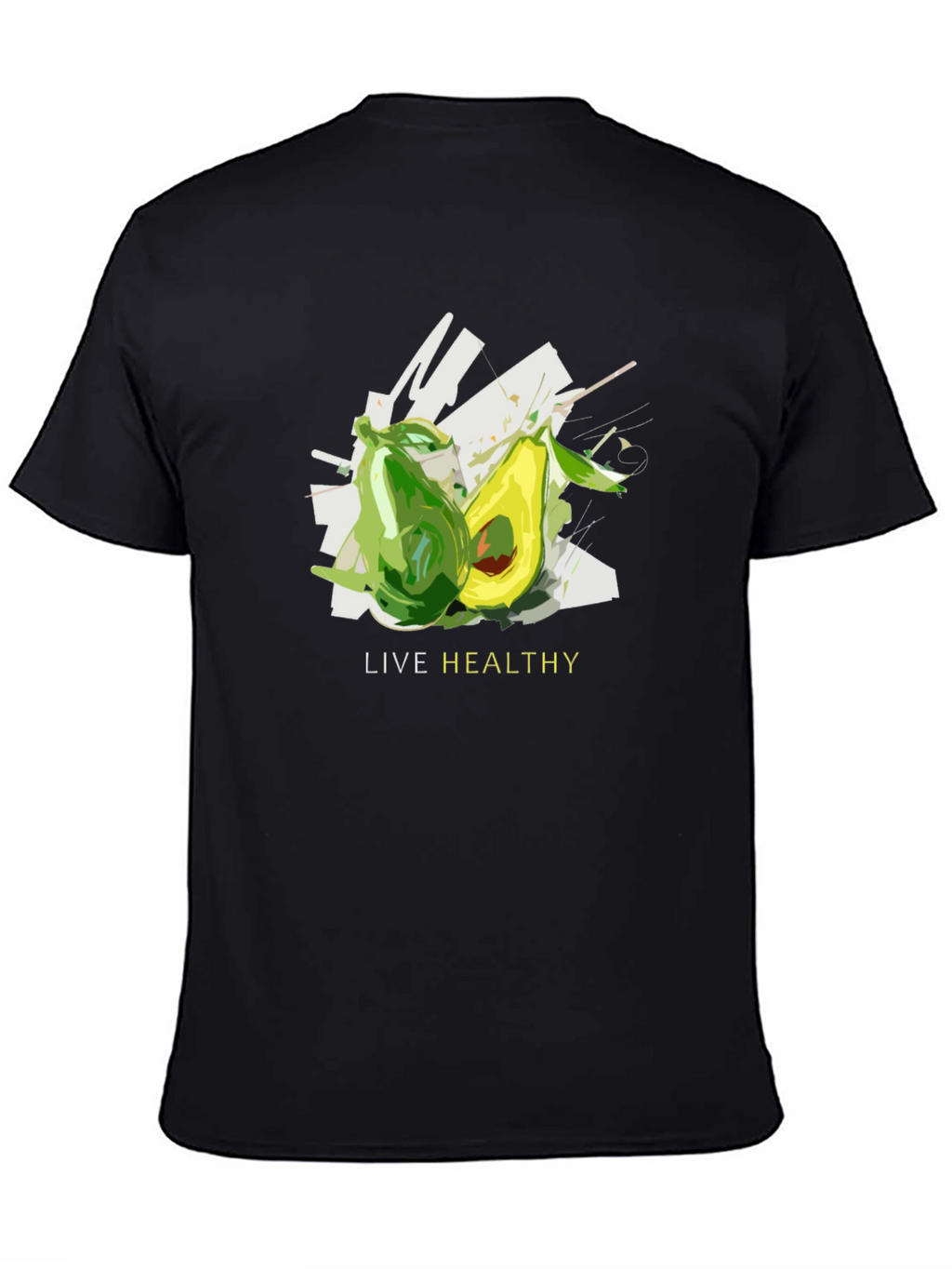 Live Healthy Avocado Graphic Tee - Unisex Black T-Shirt