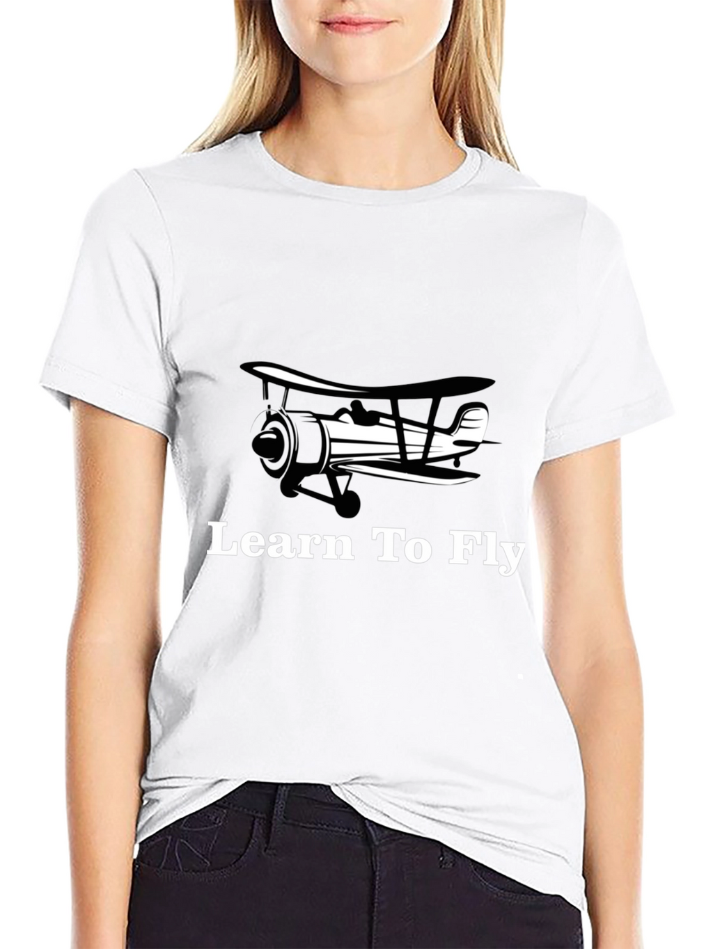 Learn to Fly Biplane T-Shirt - Aviation Tee