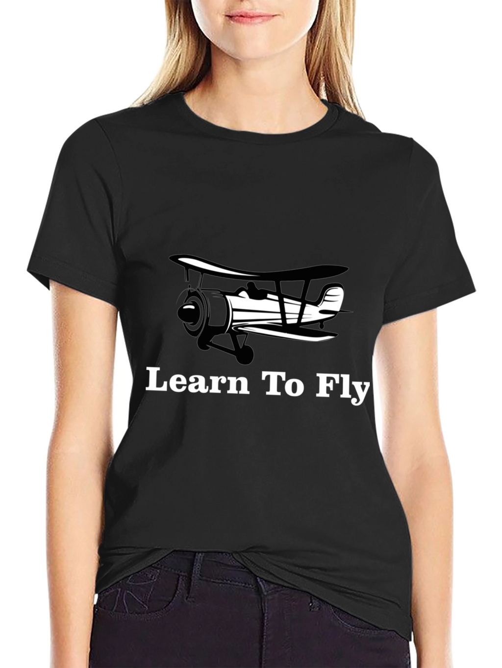Learn to Fly Biplane T-Shirt - Aviation Tee