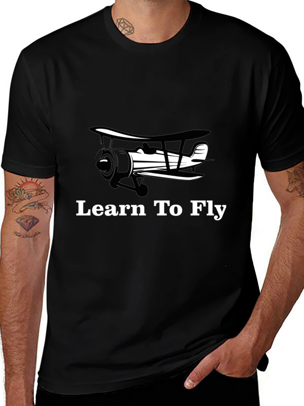Learn to Fly Biplane T-Shirt - Aviation Tee