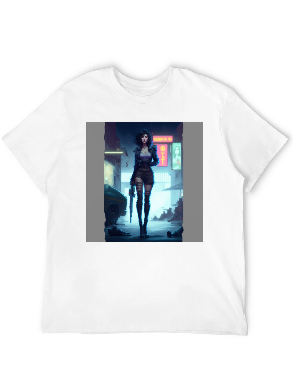 Cyberpunk Girl Graphic Black T-Shirt