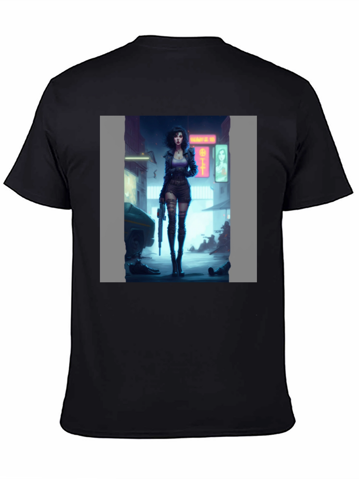 Cyberpunk Girl Graphic Black T-Shirt