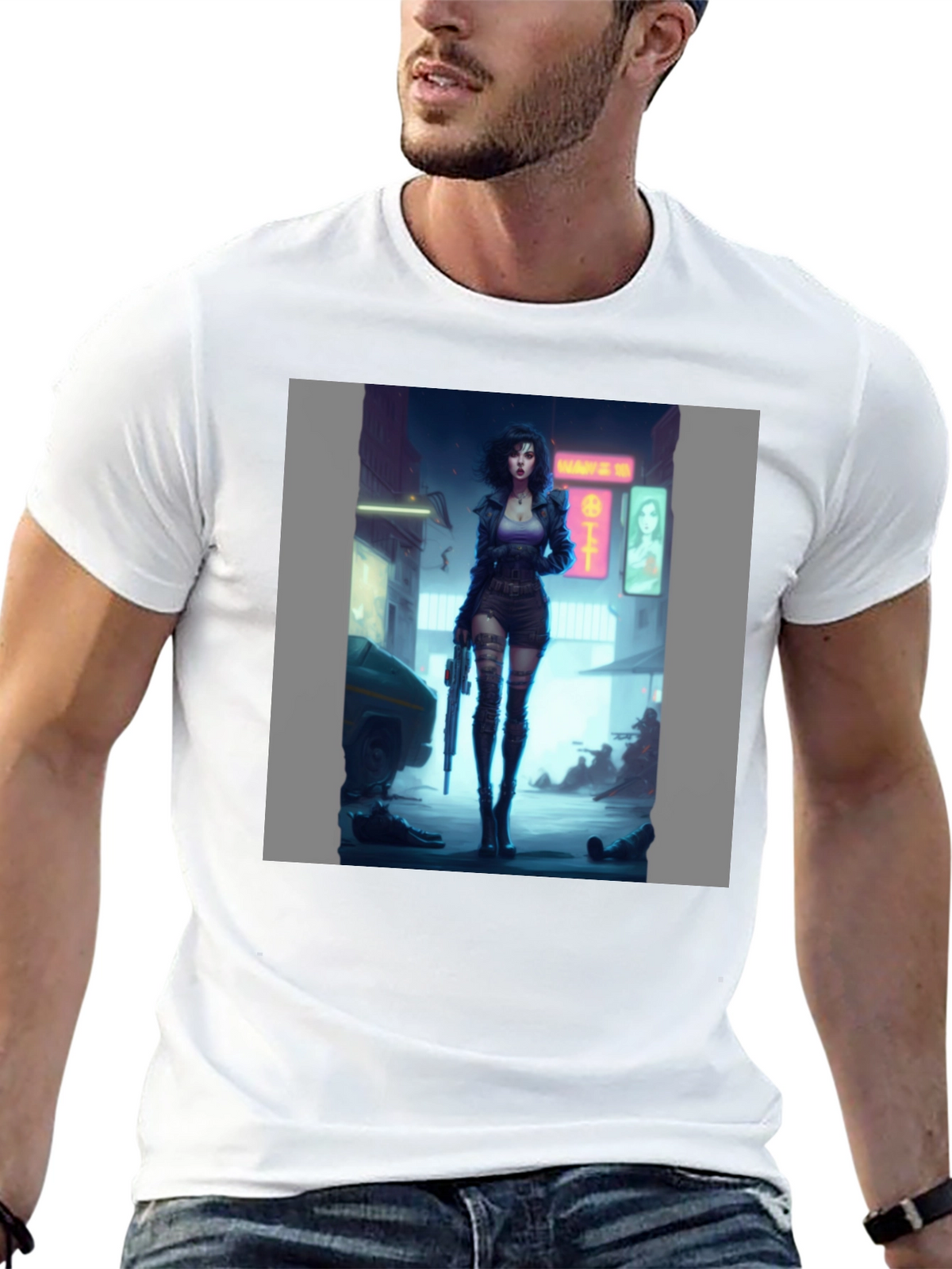 Cyberpunk Girl Graphic Black T-Shirt