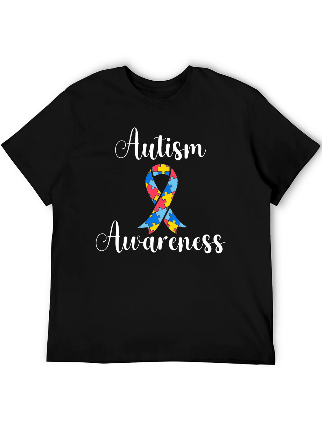 Autism Awareness Puzzle Ribbon Graphic Tee