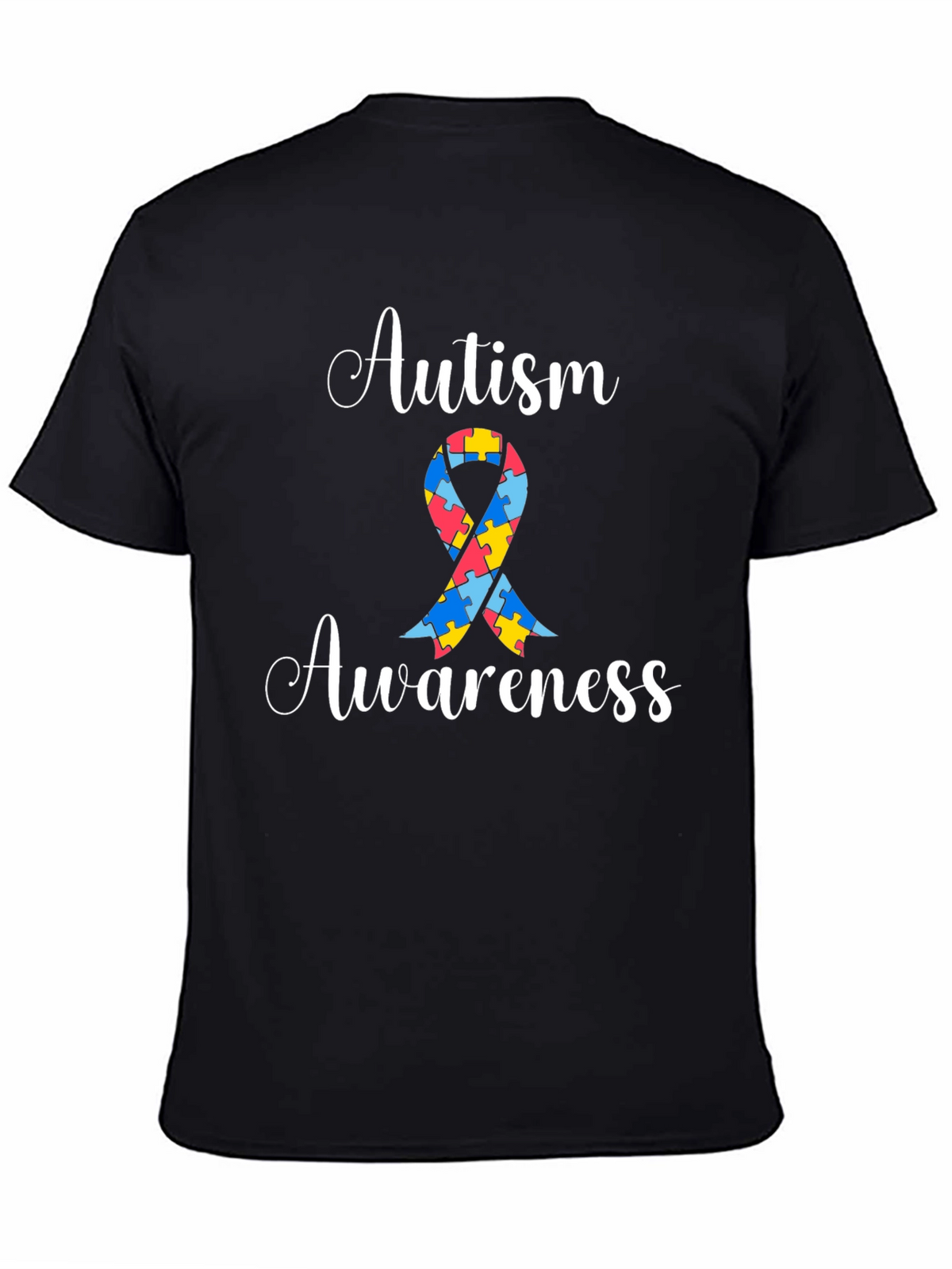 Autism Awareness Puzzle Ribbon Graphic Tee
