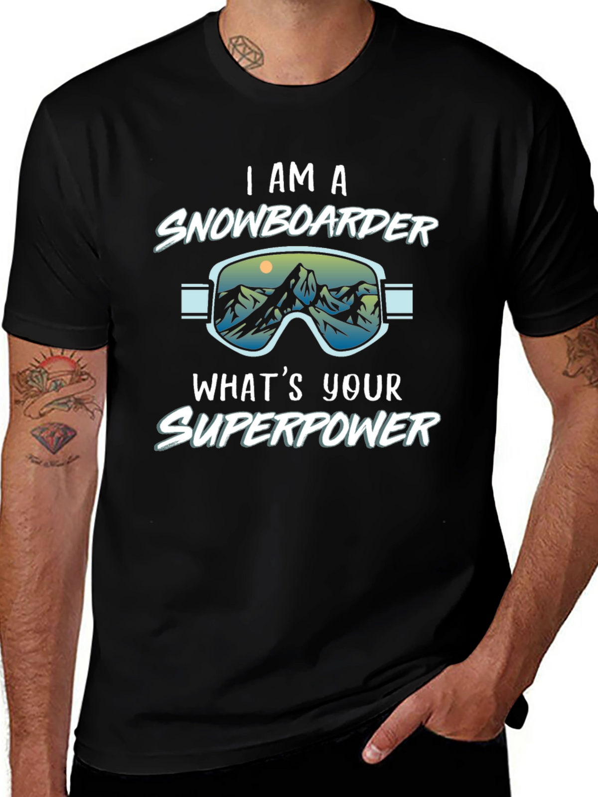 I am a Snowboarder Whats Your Superpower Black T-Shirt