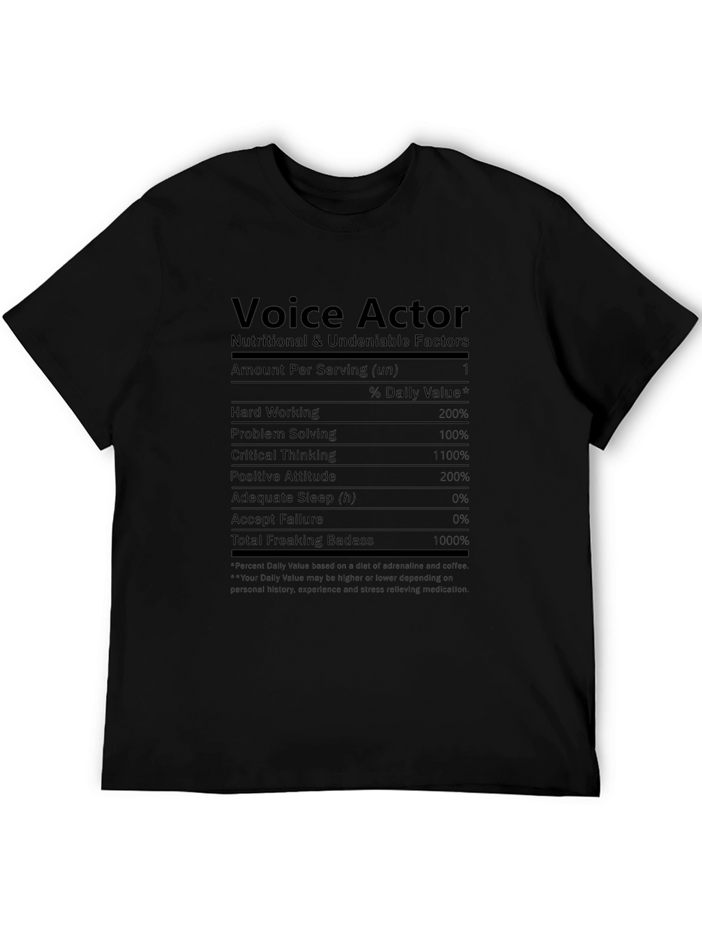 Voice Actor Nutritional Facts T-Shirt