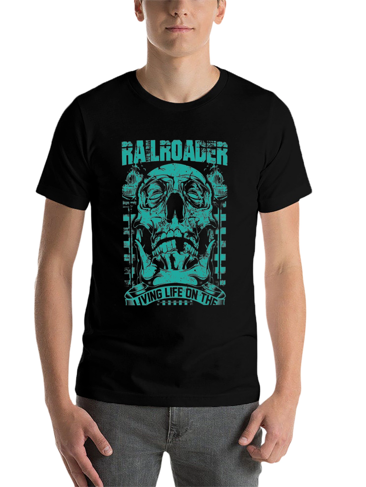 Railroader Skull Graphic Tee - Living Life on the Rails!