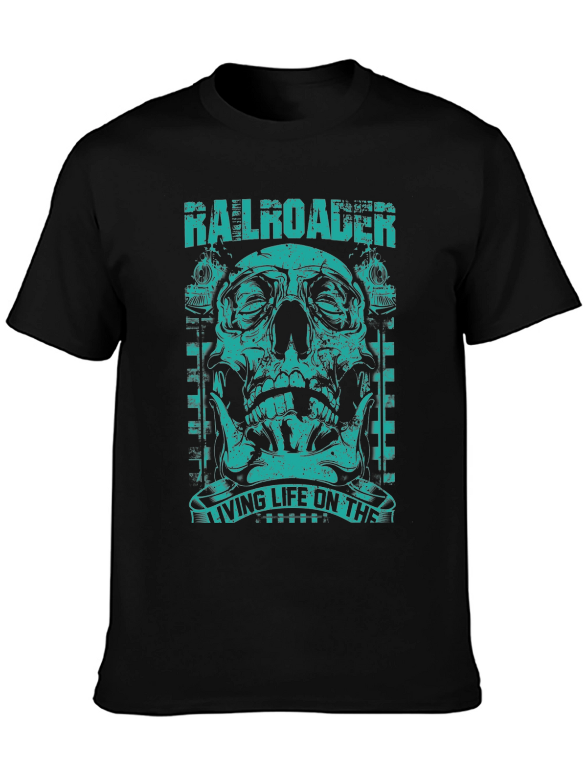 Railroader Skull Graphic Tee - Living Life on the Rails!