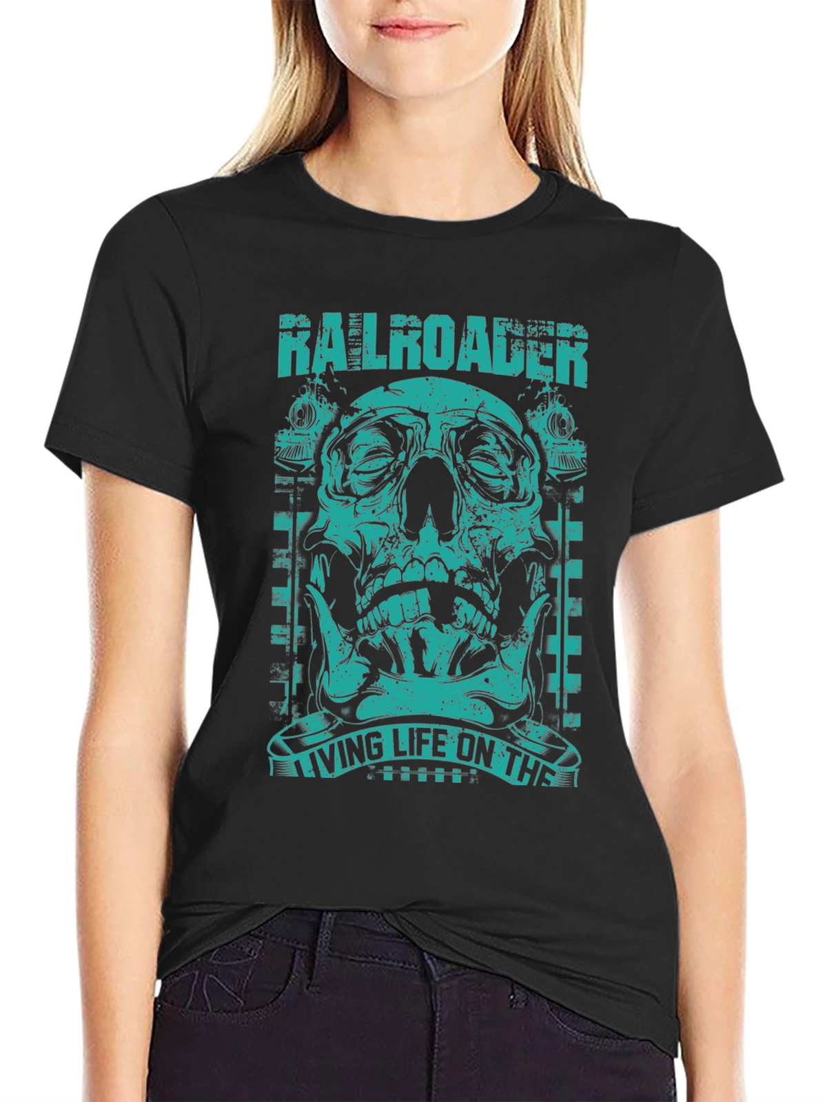 Railroader Skull Graphic Tee - Living Life on the Rails!