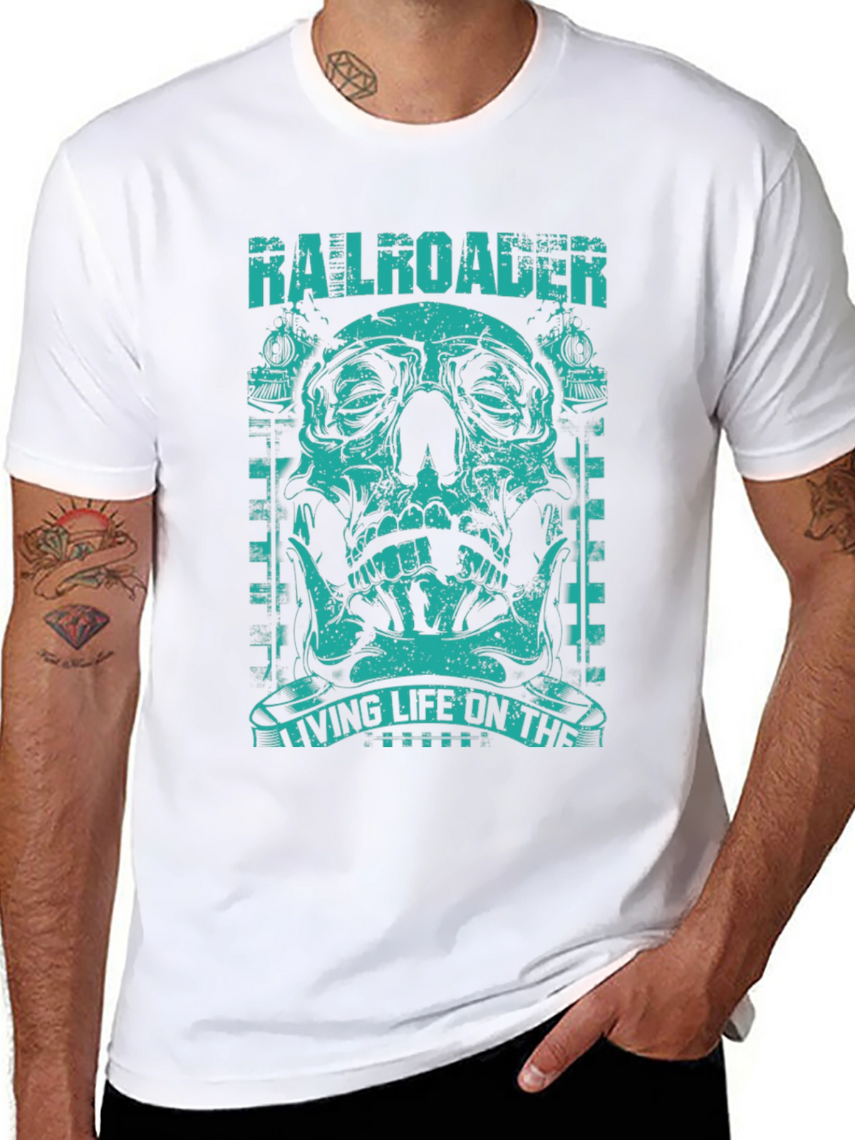 Railroader Skull Graphic Tee - Living Life on the Rails!