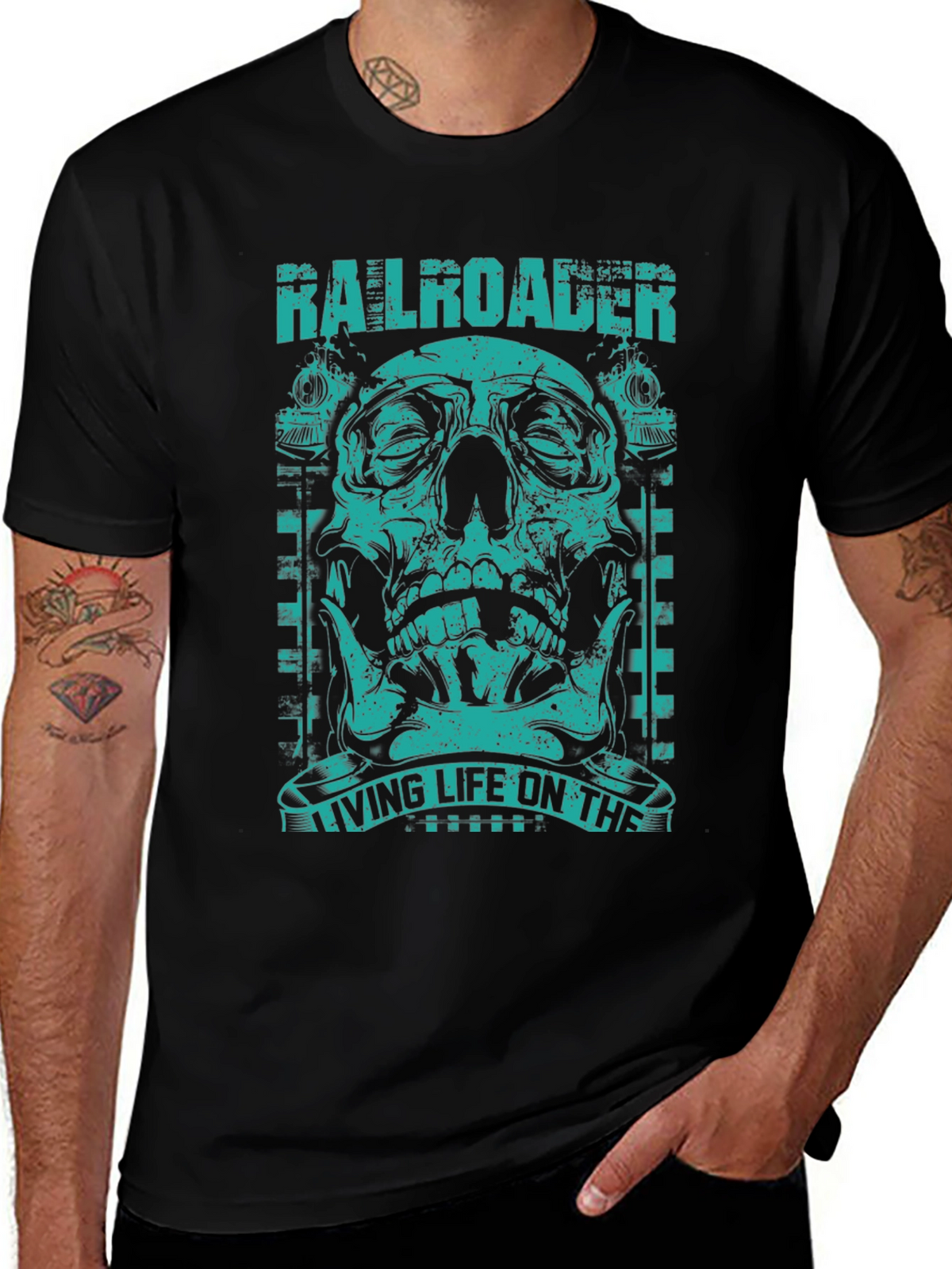 Railroader Skull Graphic Tee - Living Life on the Rails!
