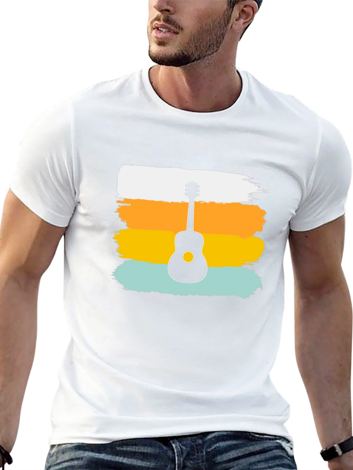 Retro Guitar Silhouette Tee - Cool Graphic Design