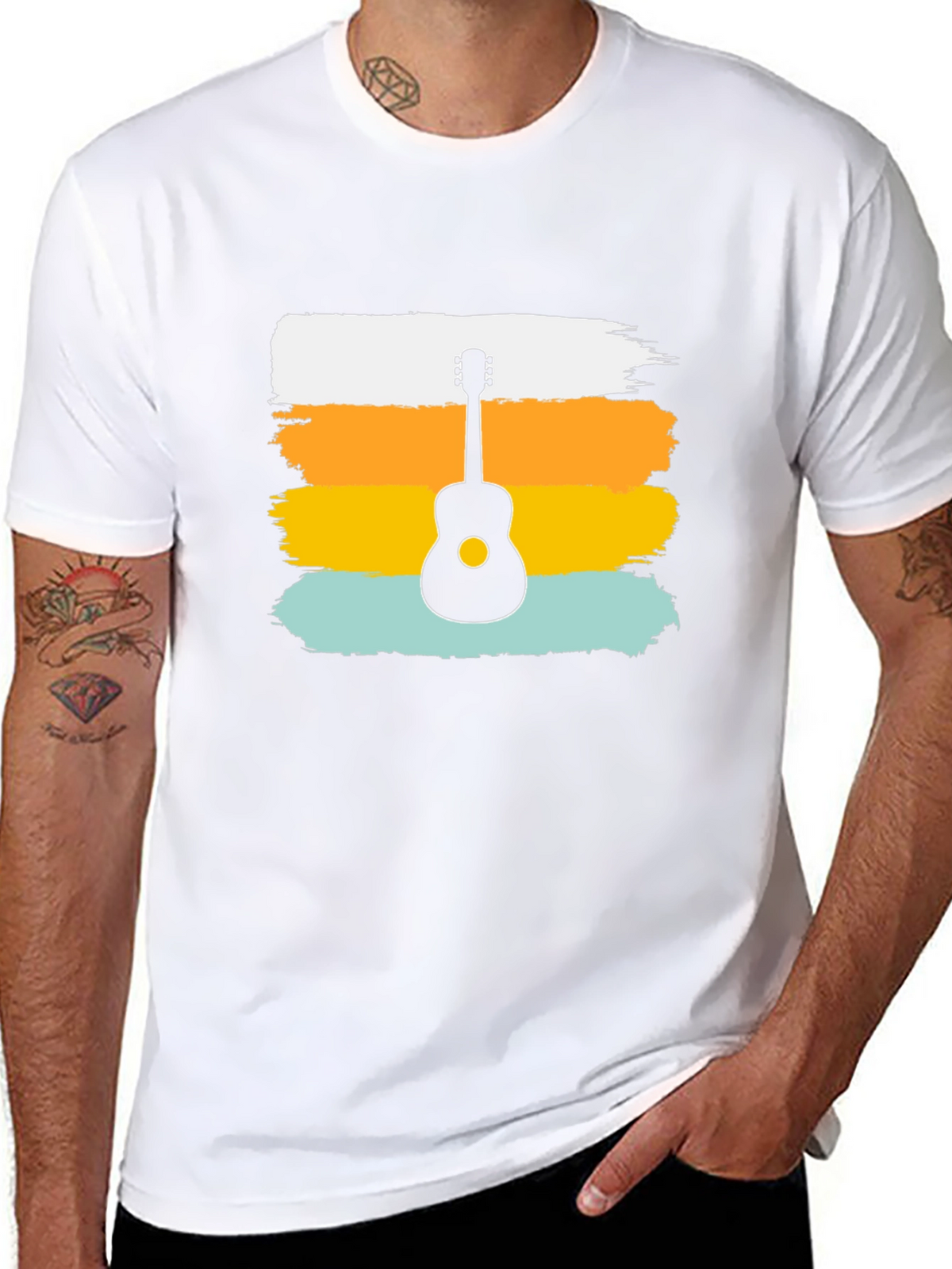 Retro Guitar Silhouette Tee - Cool Graphic Design