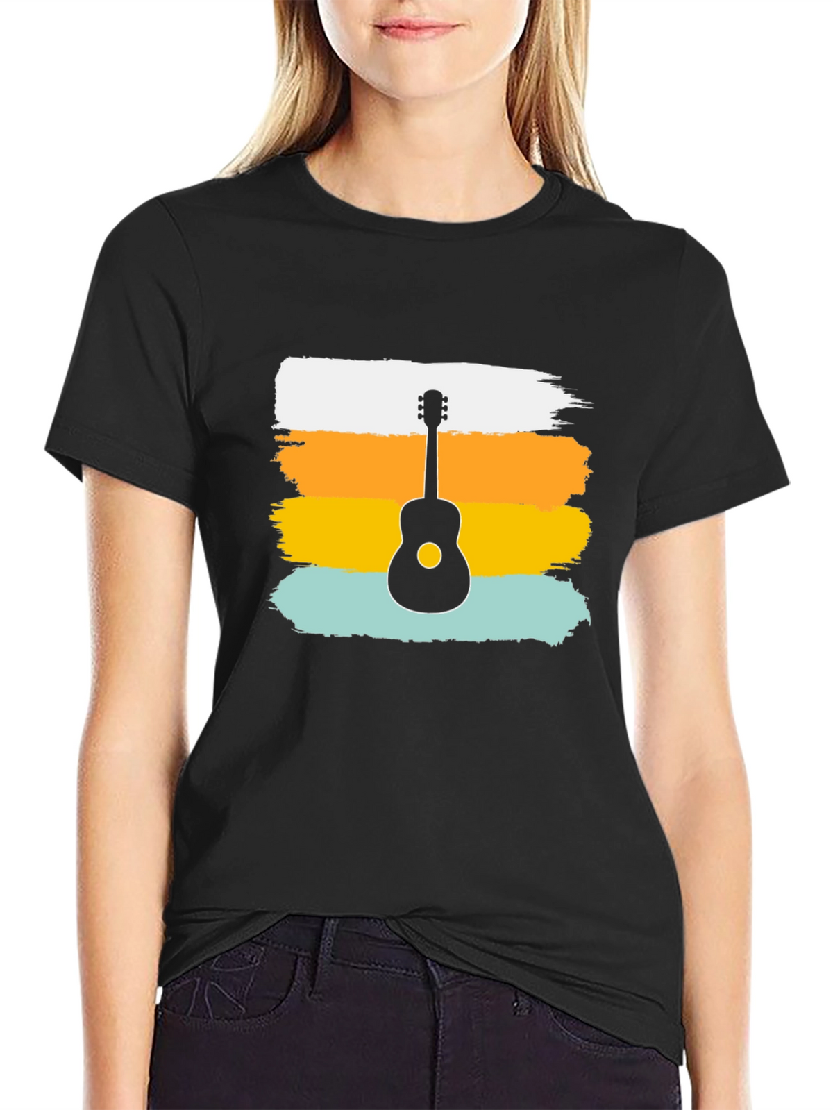 Retro Guitar Silhouette Tee - Cool Graphic Design