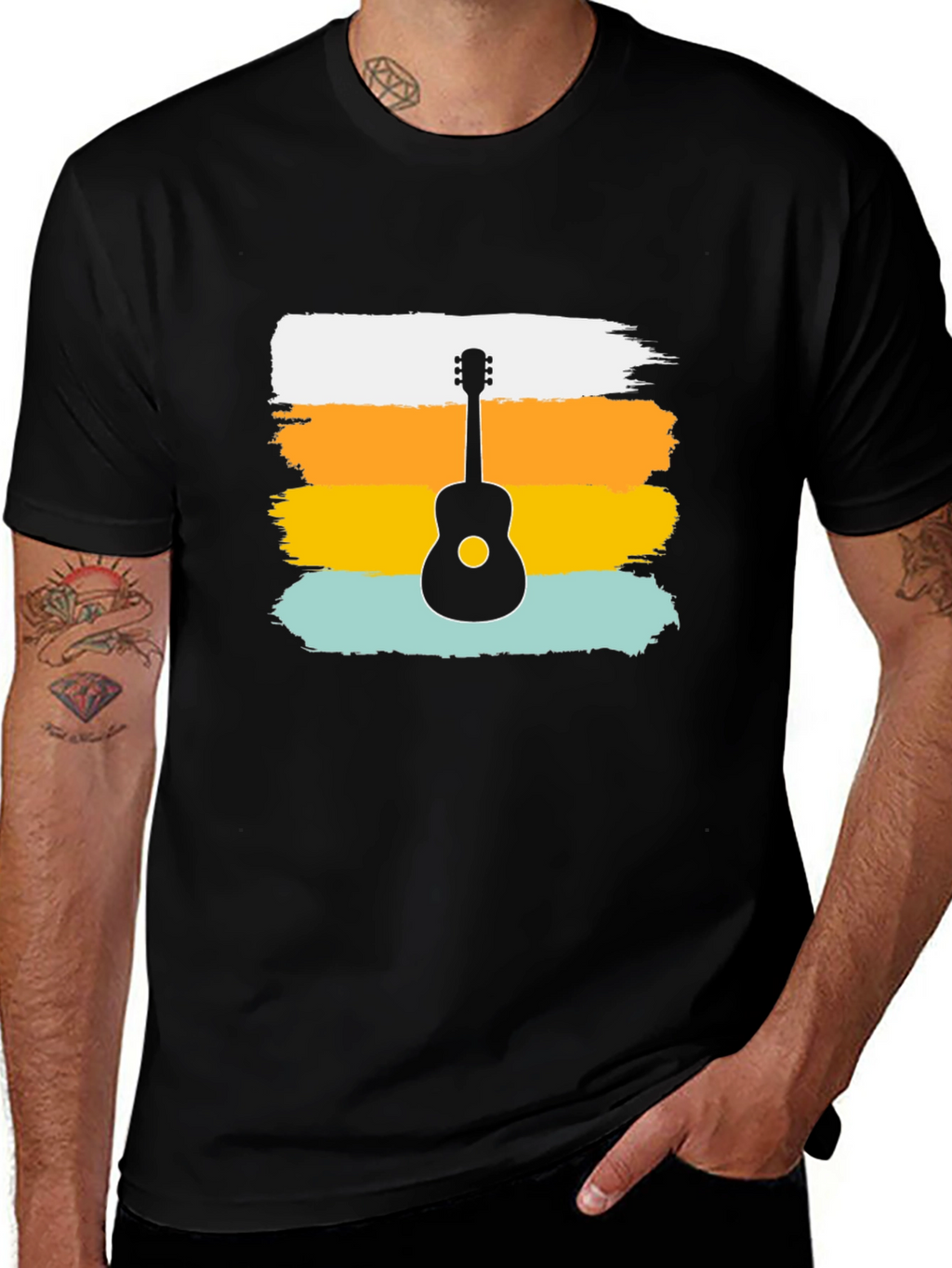 Retro Guitar Silhouette Tee - Cool Graphic Design