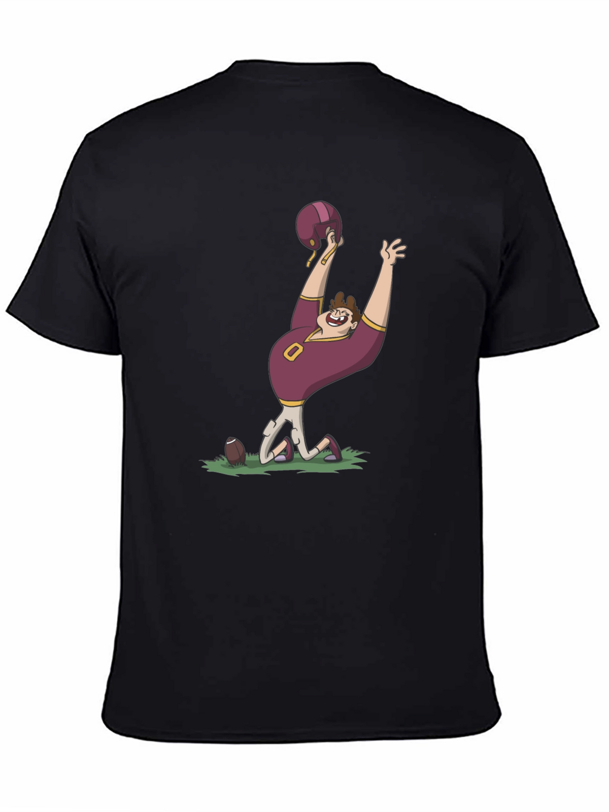Cartoon Football Fan Black T-Shirt