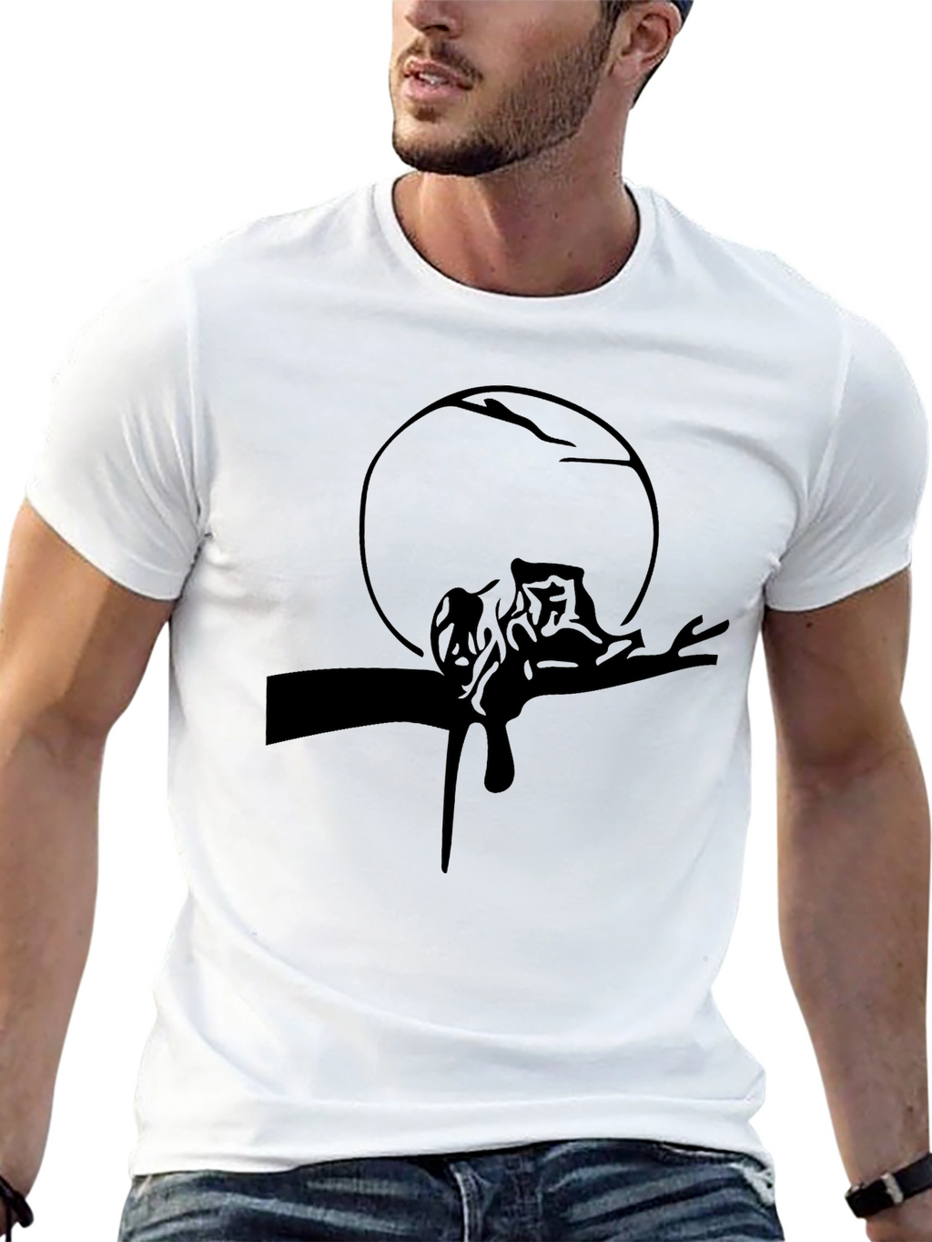 Black Cat Silhouette Graphic Tee - Mens