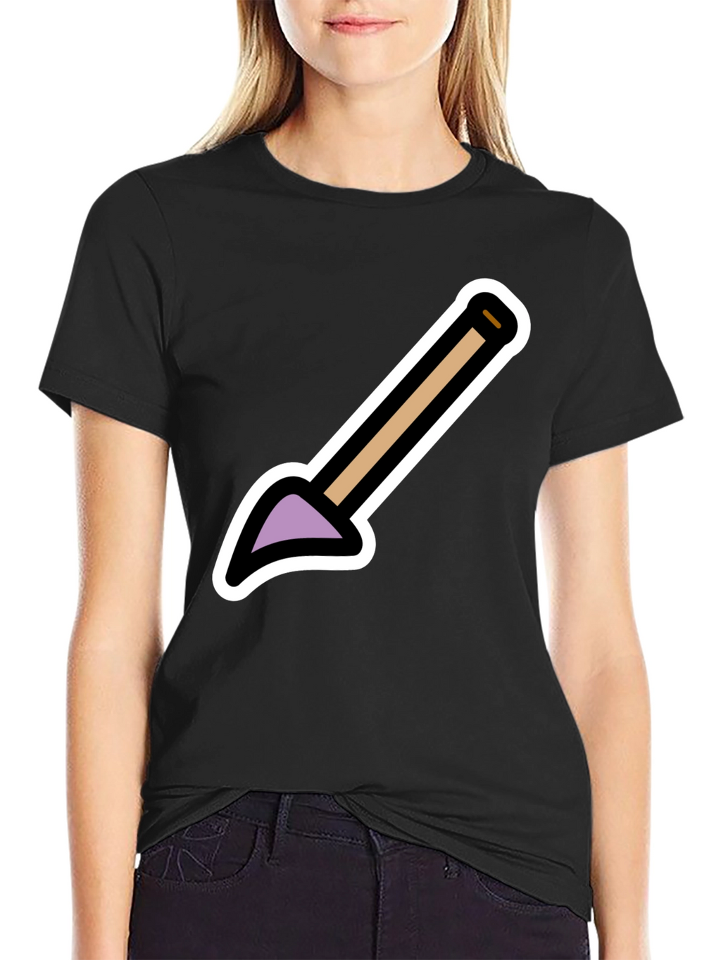 Cartoon Shovel Graphic Tee - Black Unisex Shirt