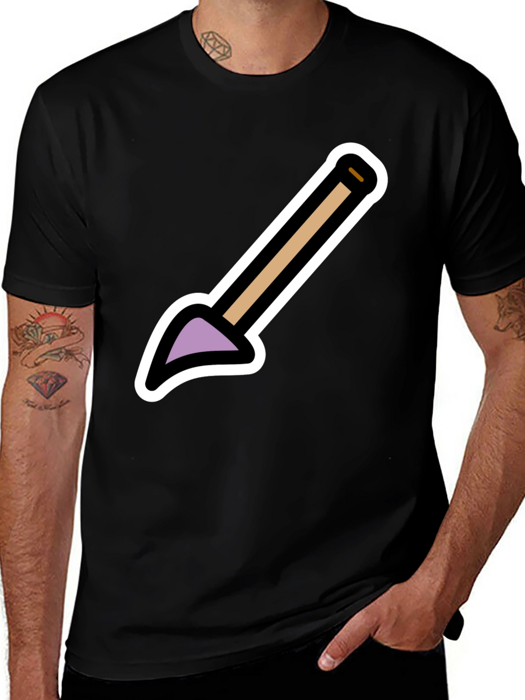 Cartoon Shovel Graphic Tee - Black Unisex Shirt