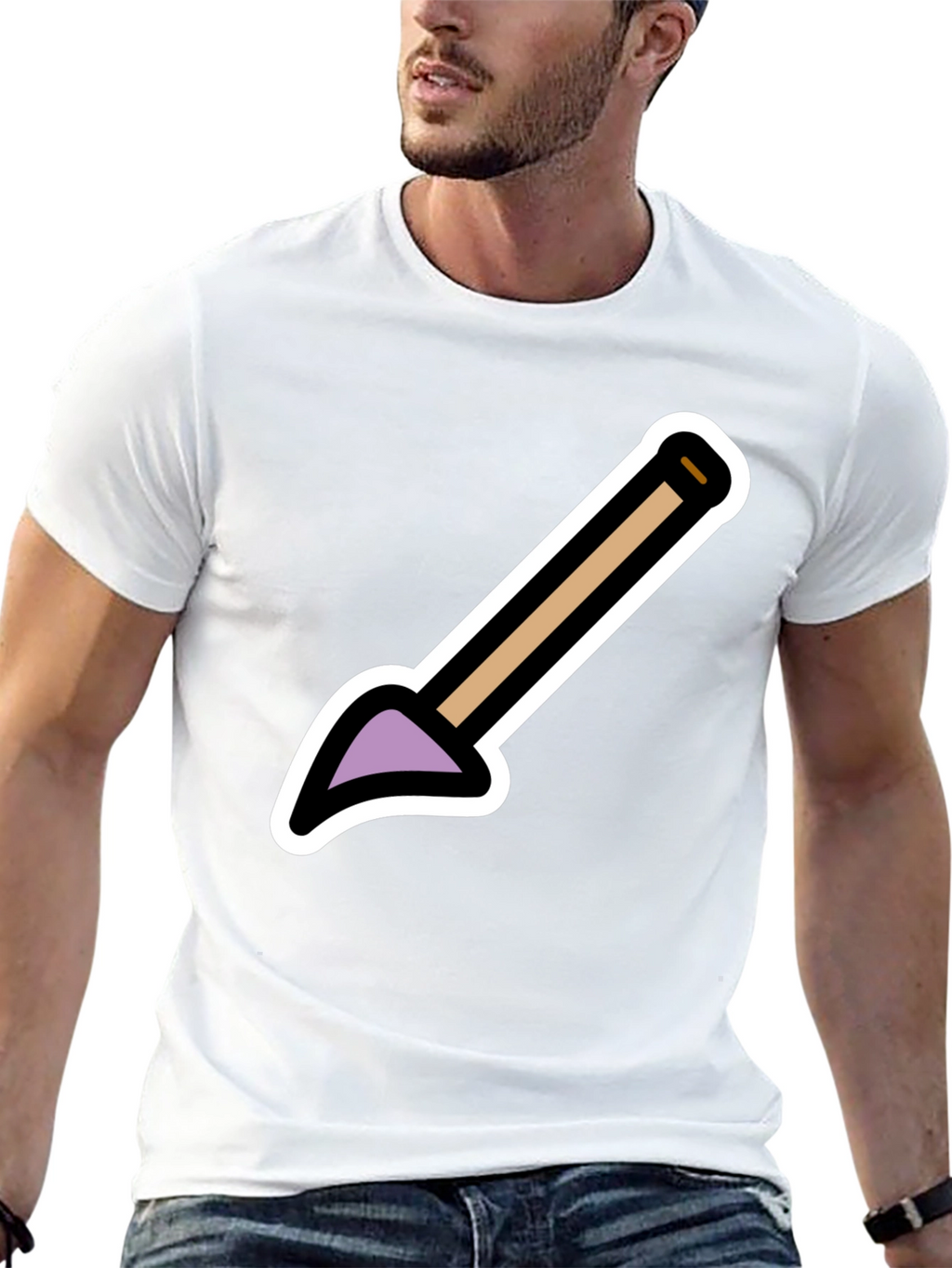 Cartoon Shovel Graphic Tee - Black Unisex Shirt