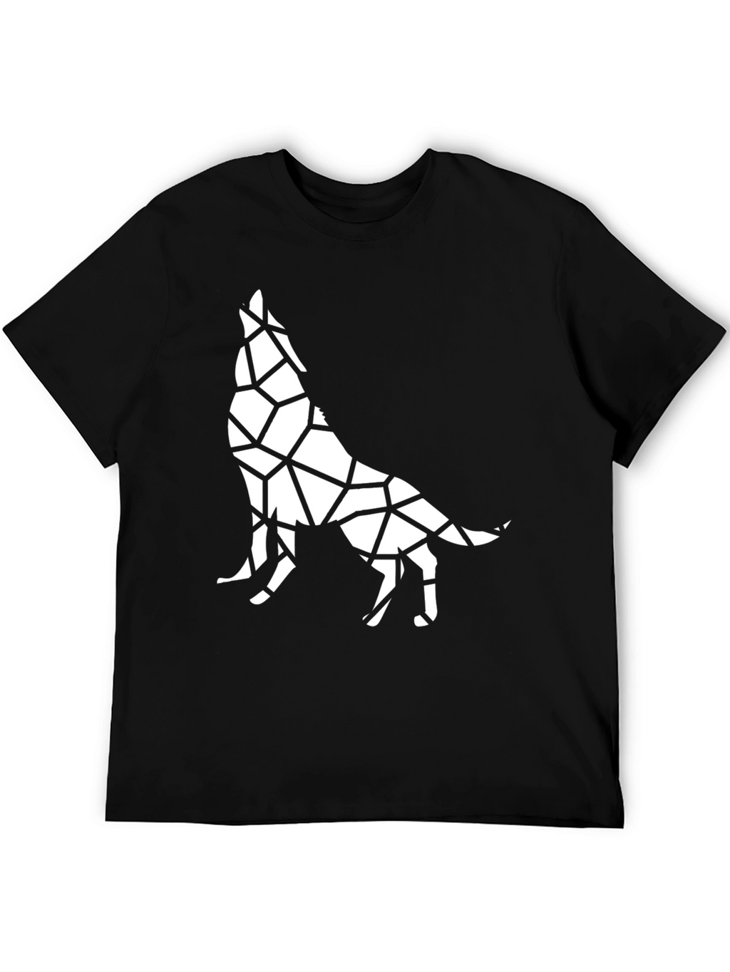 Geometric Wolf Graphic Tee - Stylish Black T-Shirt