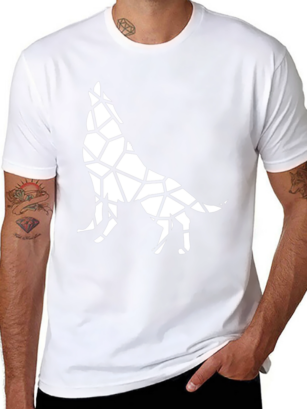 Geometric Wolf Graphic Tee - Stylish Black T-Shirt