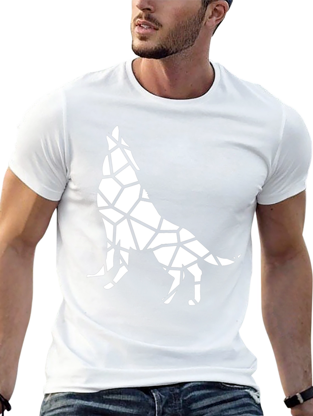 Geometric Wolf Graphic Tee - Stylish Black T-Shirt