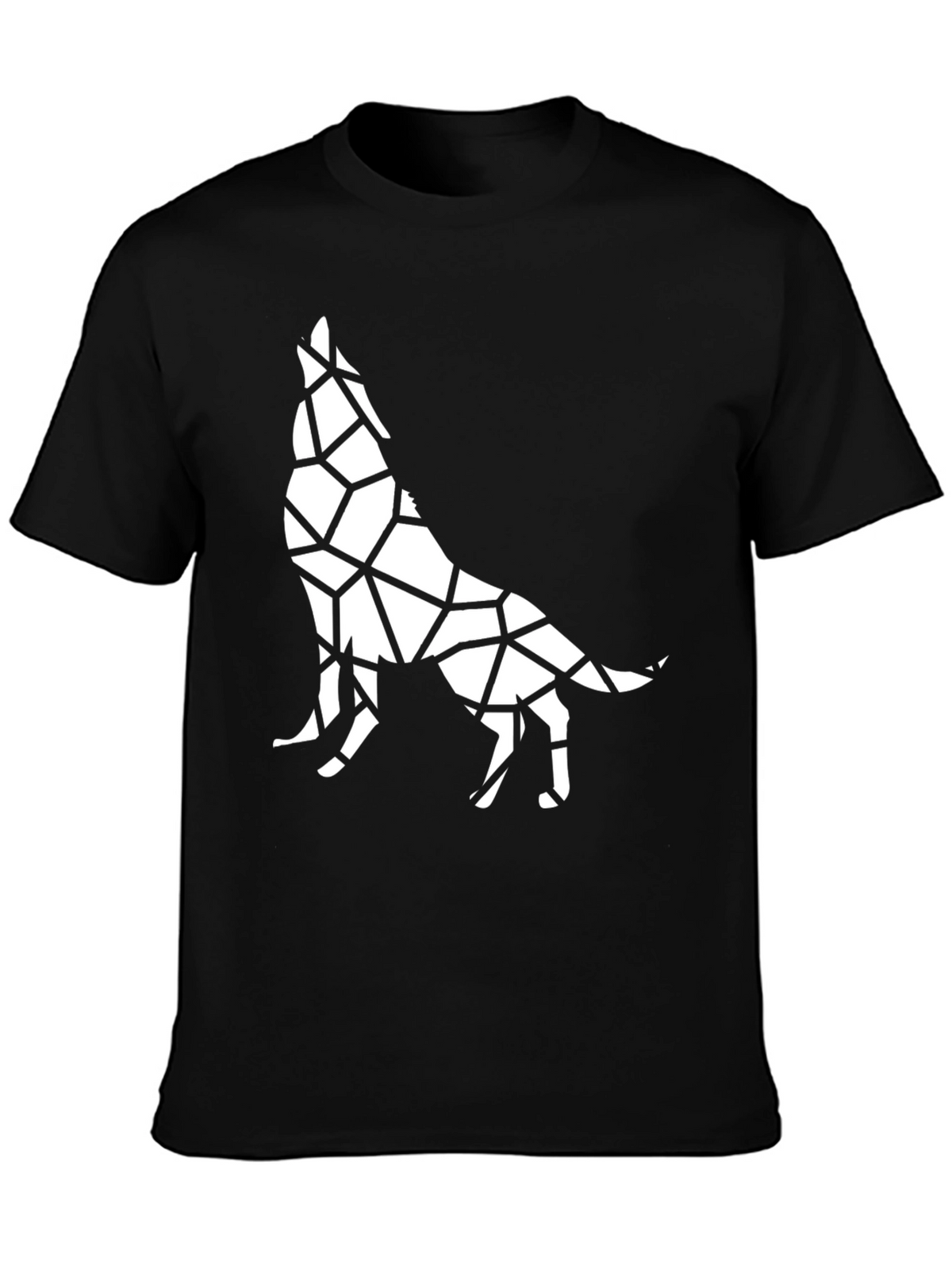 Geometric Wolf Graphic Tee - Stylish Black T-Shirt