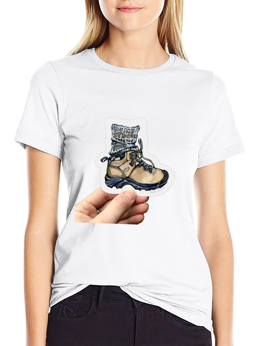 Inspirational Hiking Boot Sticker - Stronger Than You Think