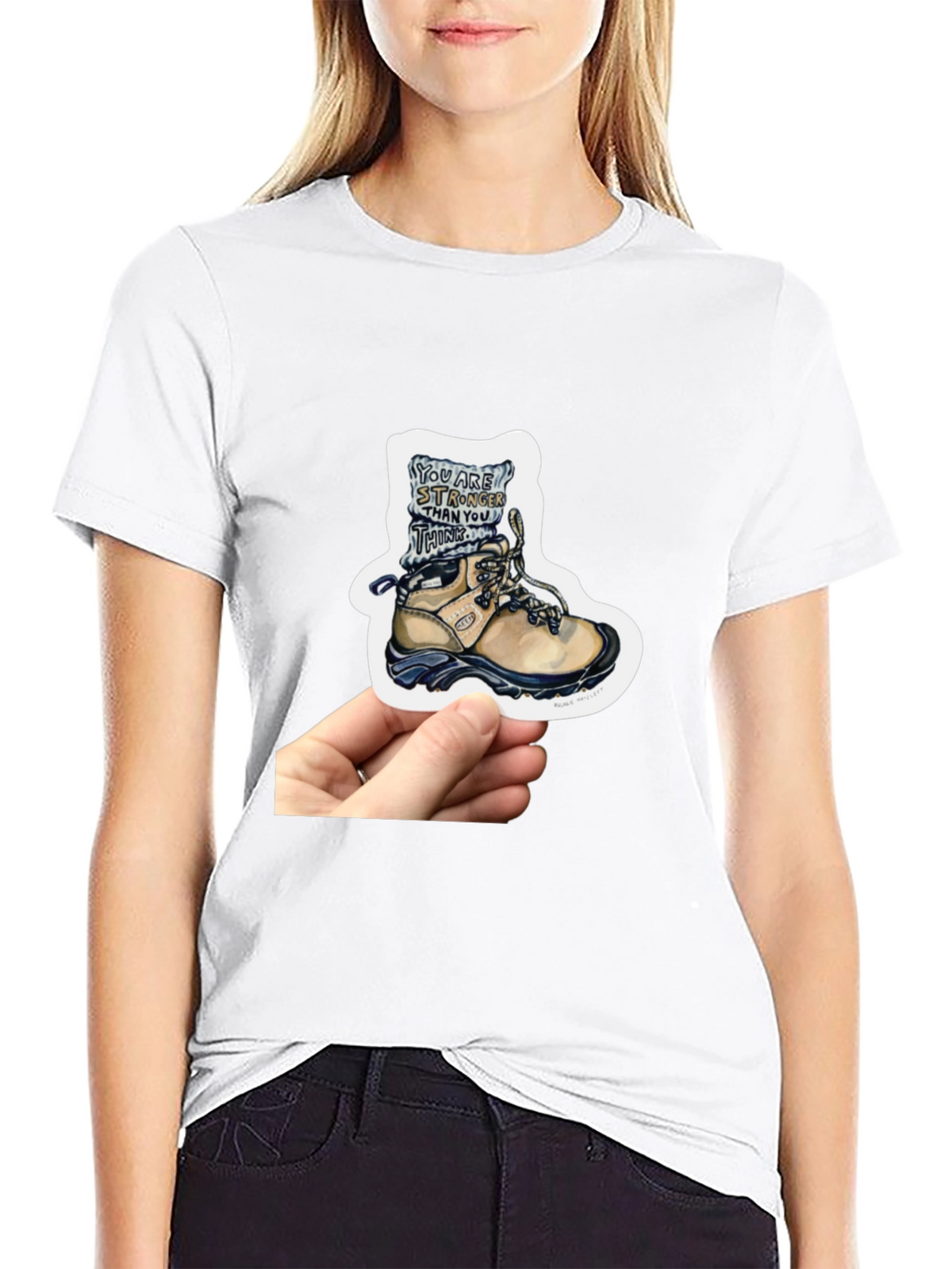 Inspirational Hiking Boot Sticker - Stronger Than You Think