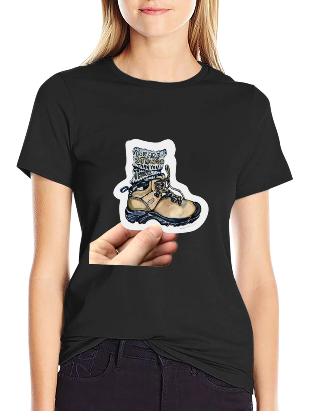 Inspirational Hiking Boot Sticker - Stronger Than You Think