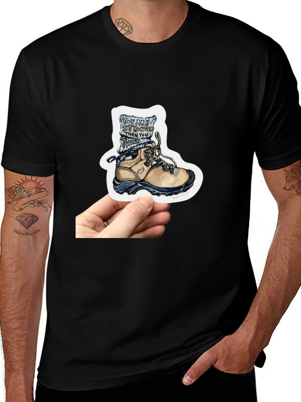 Inspirational Hiking Boot Sticker - Stronger Than You Think