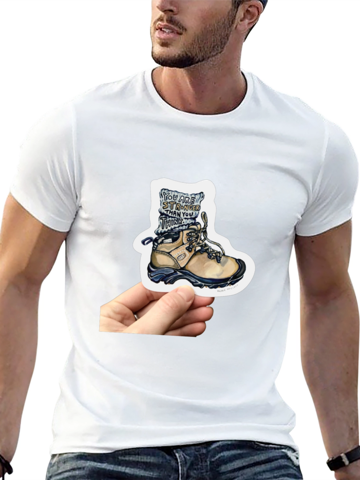 Inspirational Hiking Boot Sticker - Stronger Than You Think