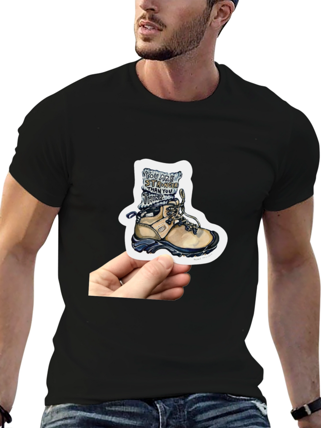 Inspirational Hiking Boot Sticker - Stronger Than You Think