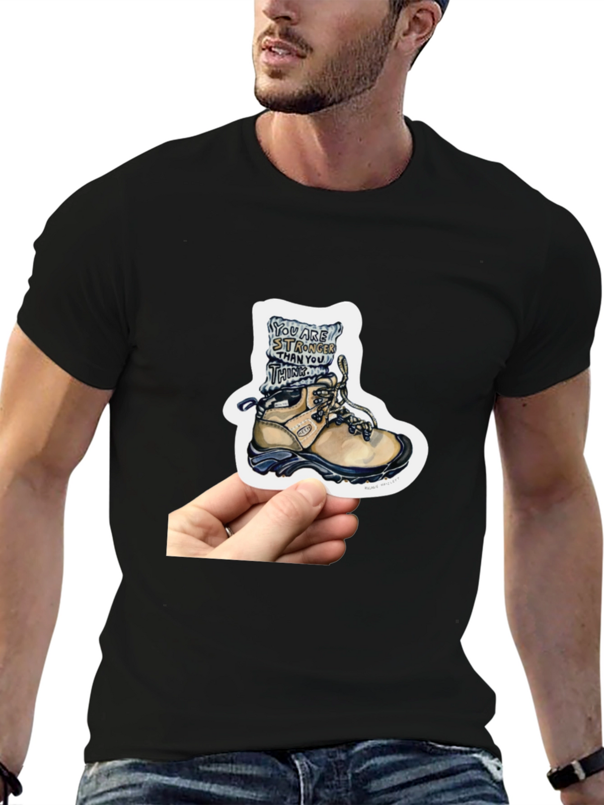Inspirational Hiking Boot Sticker - Stronger Than You Think