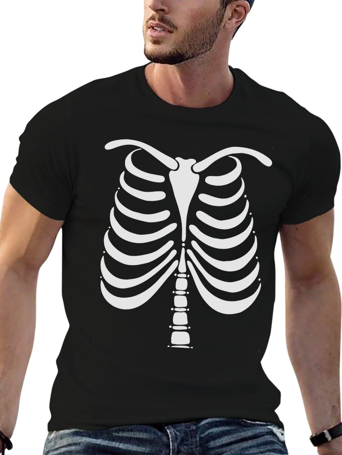 Skeleton Rib Cage Halloween Graphic Tee